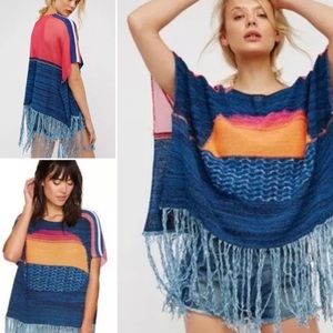 FREE PEOPLE Sundown Kimono Topper with Fringe